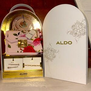 NWT ALDO special edition handbag, coin purse, scarf, hair pin bracelet pink rose